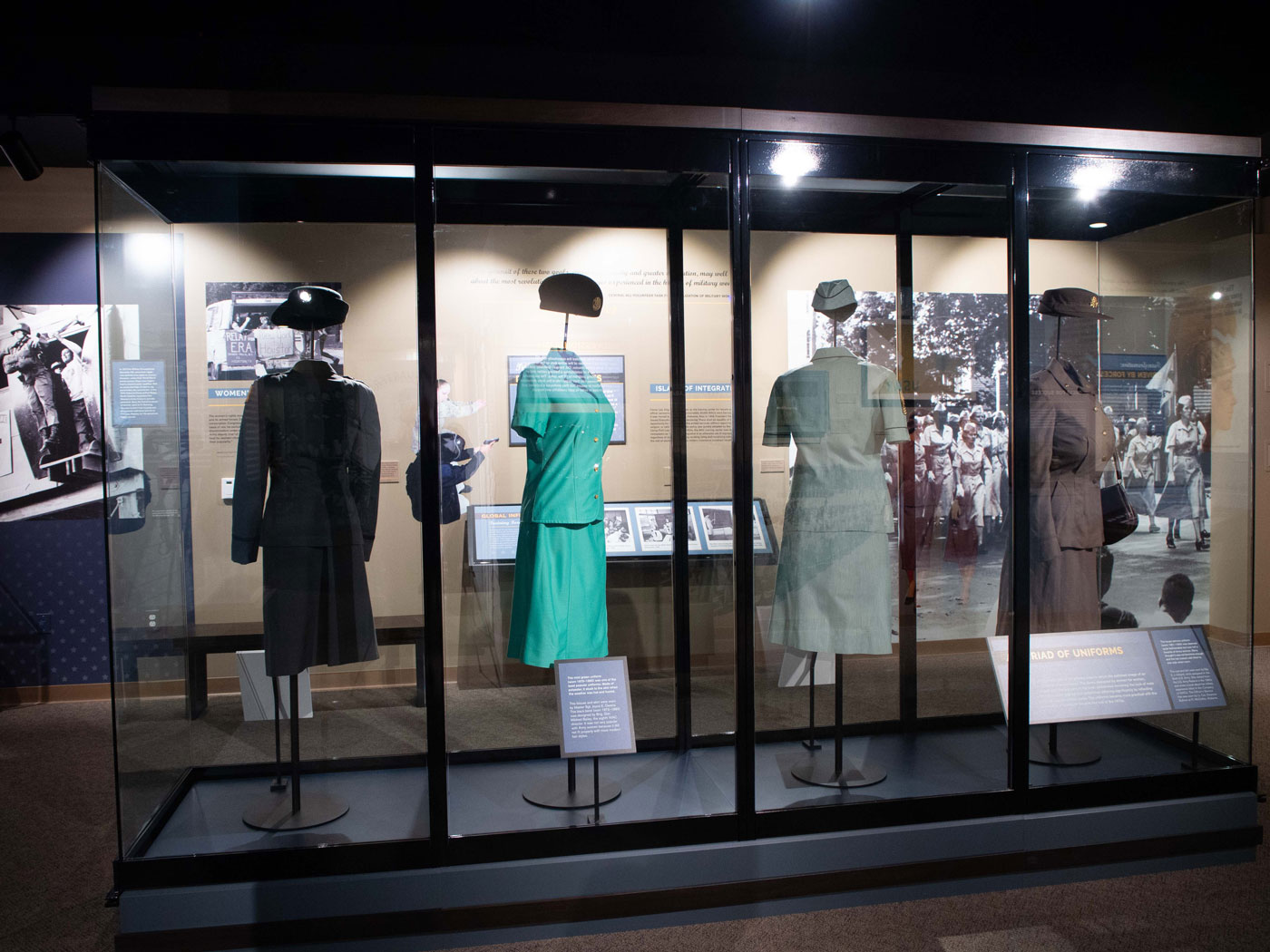 US Army women's clothing on display at the US Army Women's Museum.